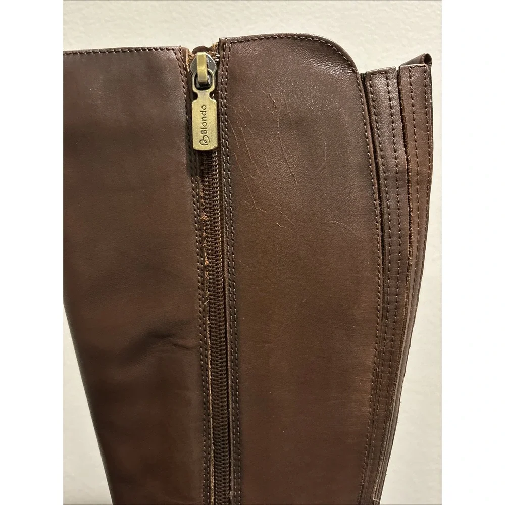 Women Blondo Waterproof Riding Knee Boots 7M Brown Leather Zip B1809-13 **READ